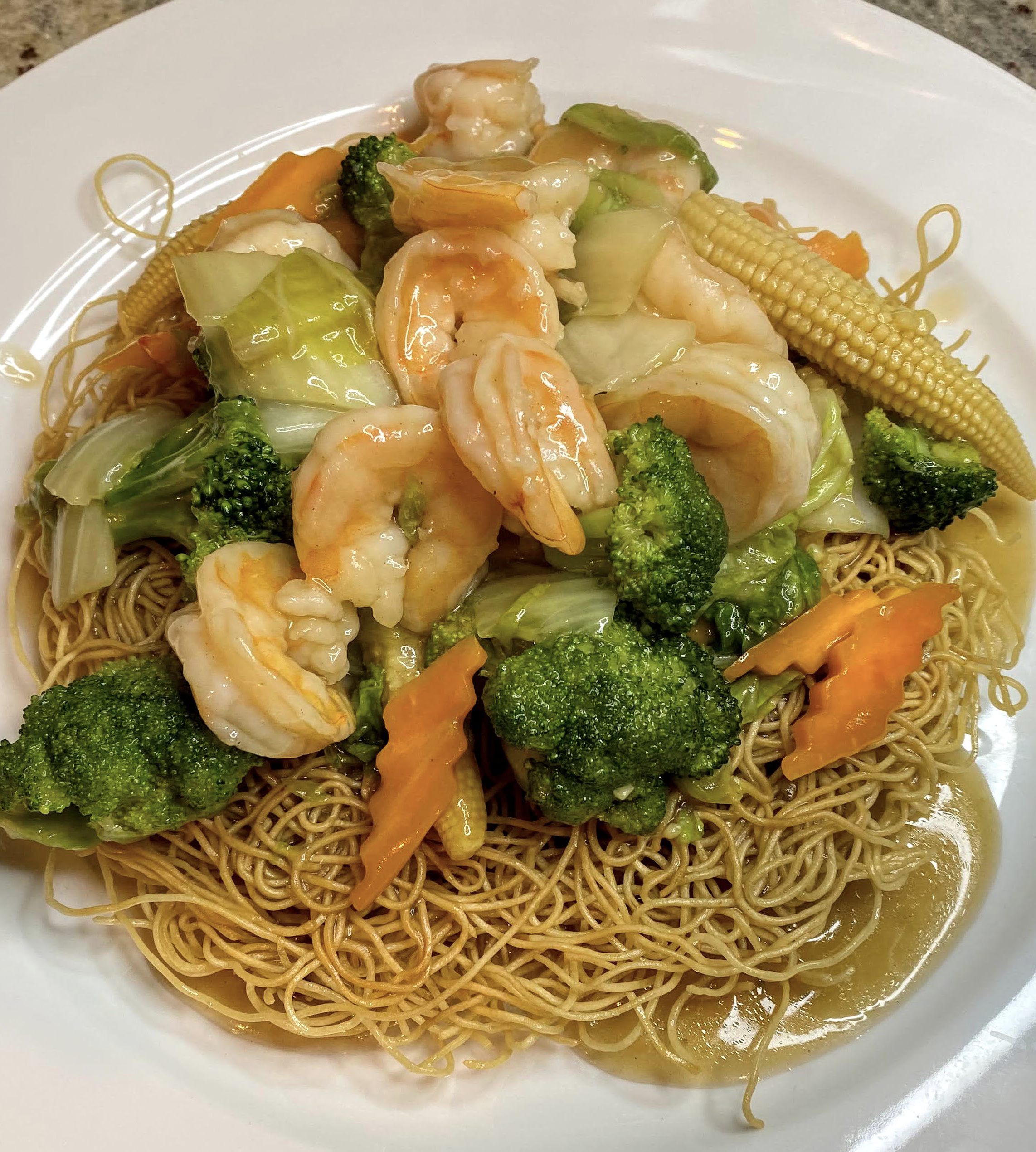 Shrimp Pan-Fried Noodles (蝦球兩面黃)